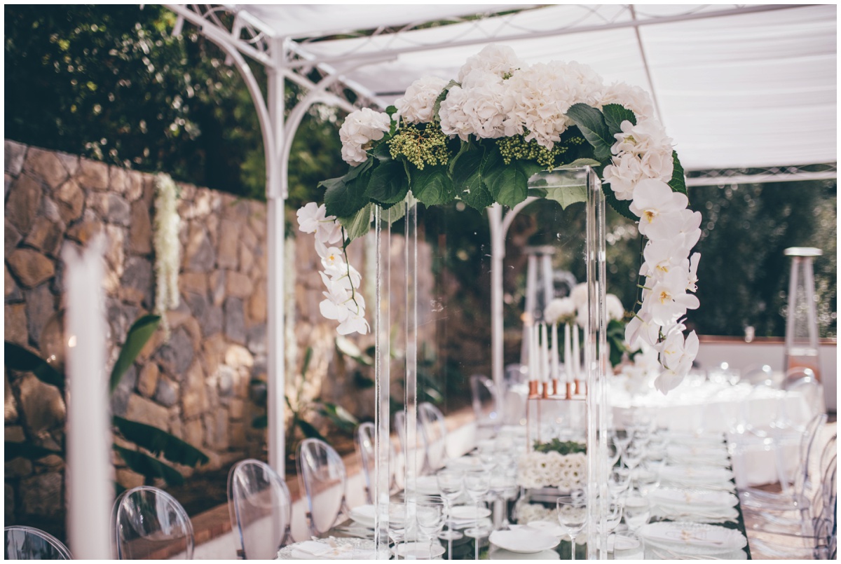 Stunning table set up at Hotel Garden Riviera in Santa Maria Di Castellabate for a destination wedding.