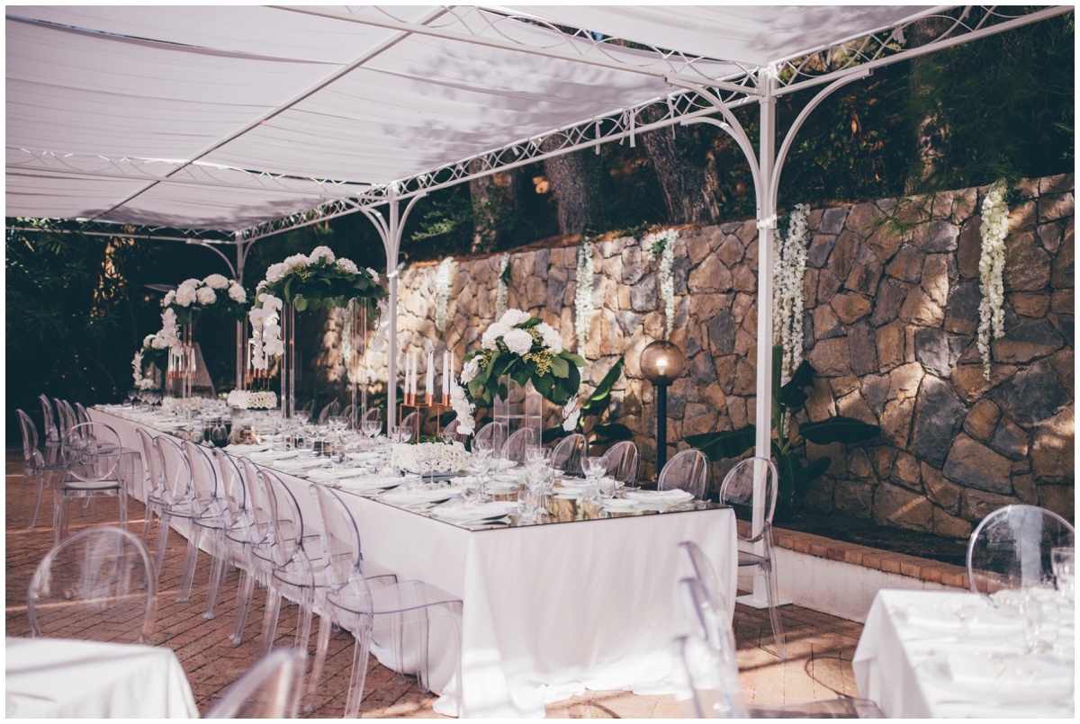 Stunning table set up at Hotel Garden Riviera in Santa Maria Di Castellabate for a destination wedding.