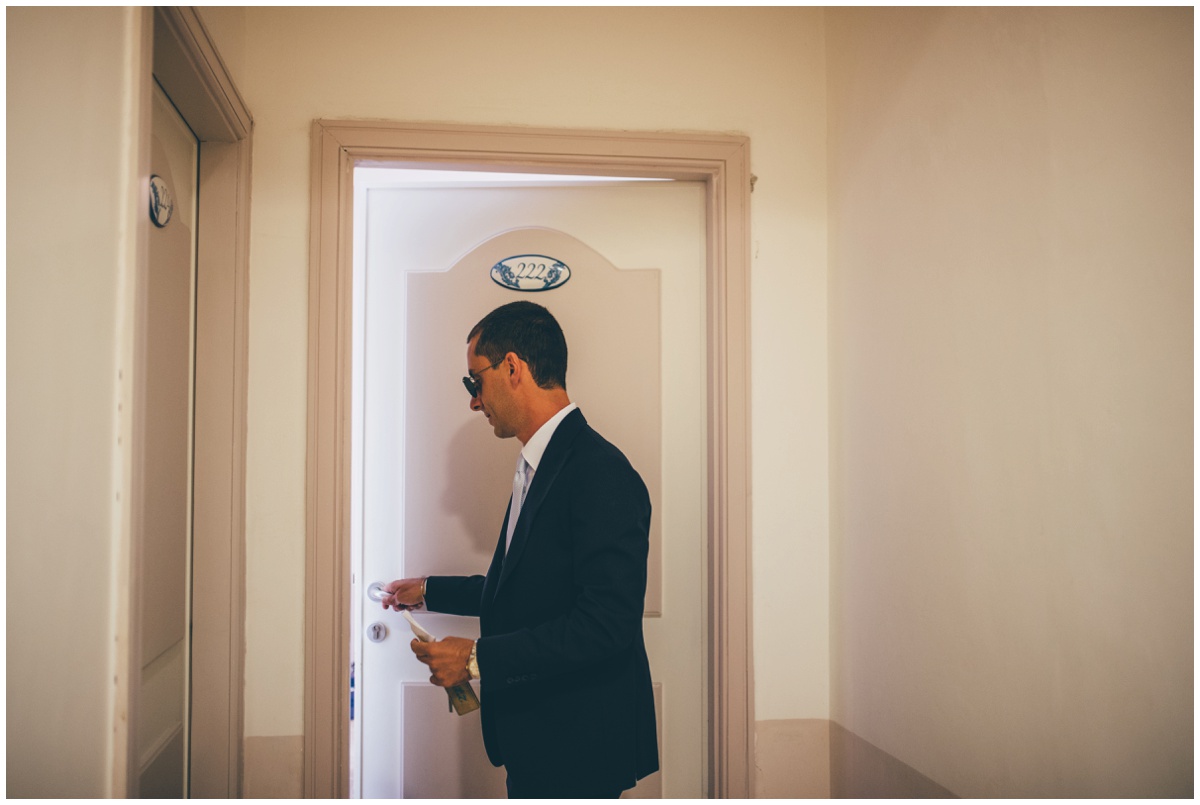 Groom gets ready for his Italian wedding in Santa Maria Di Castellabate.