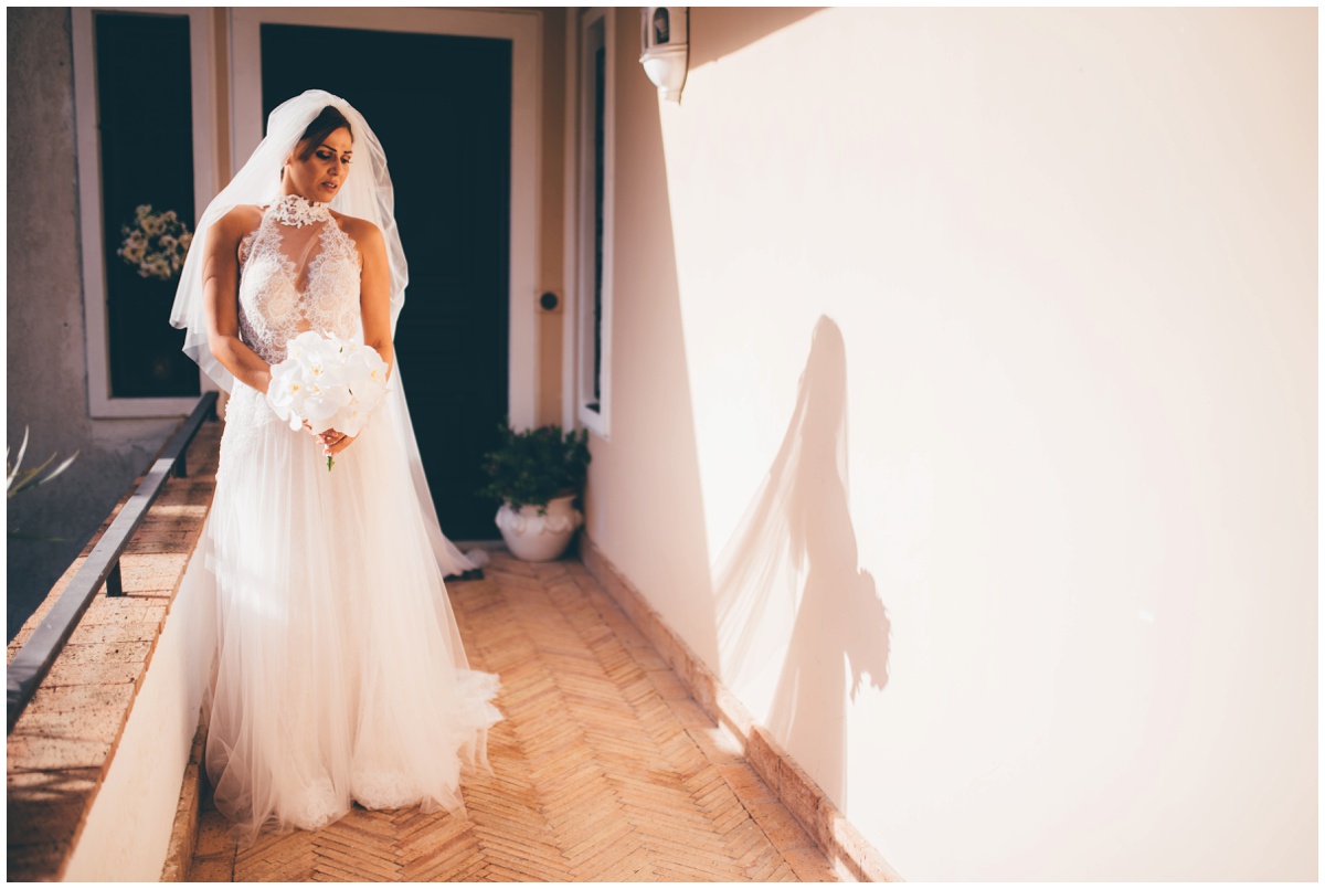 Beautiful bride is ready for her destination wedding in Italy.