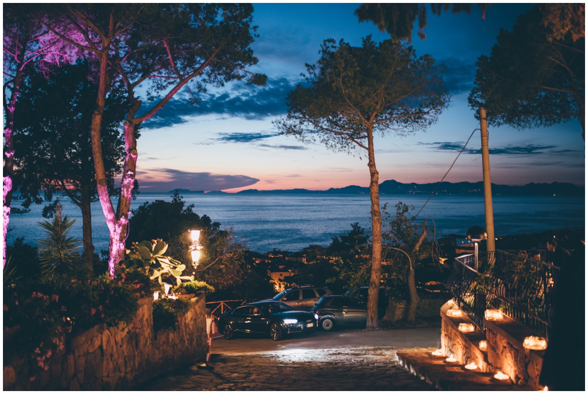 Beautiful Hotel Garden Riviera wedding set-up at an Italian Destination wedding.