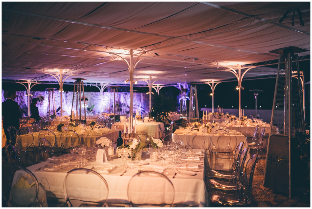 Beautiful Hotel Garden Riviera wedding set-up at an Italian Destination wedding.