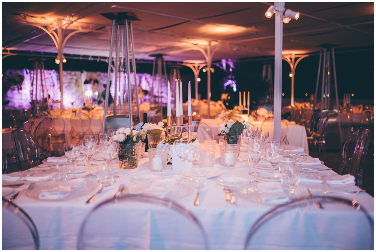 Beautiful Hotel Garden Riviera wedding set-up at an Italian Destination wedding.