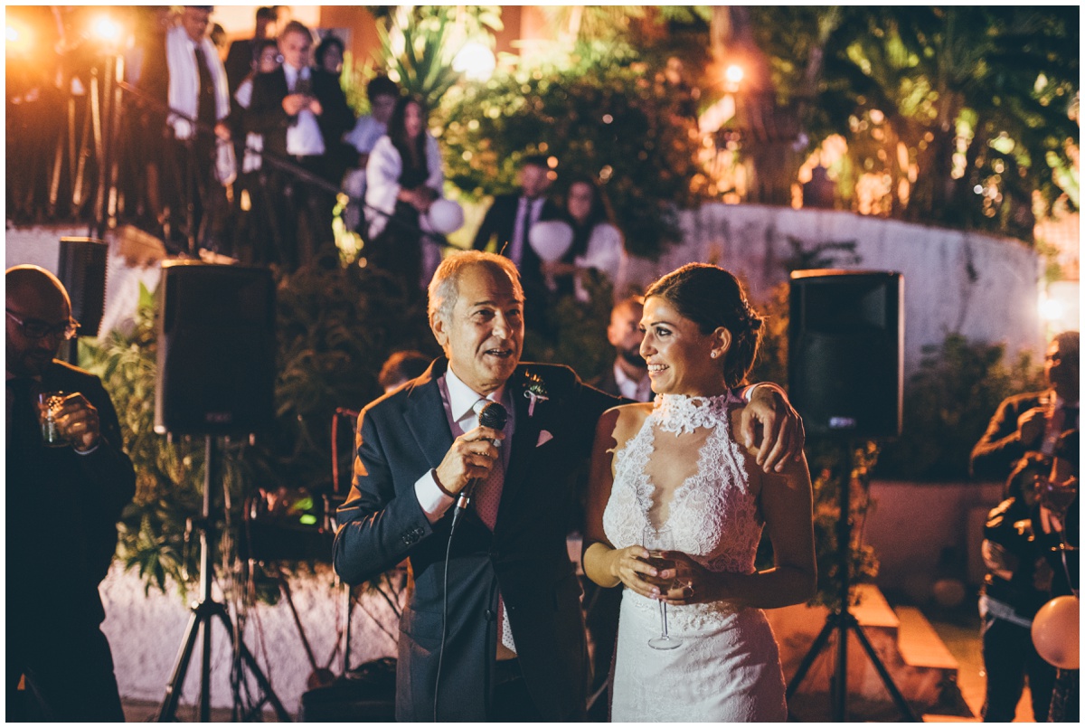 Gorgeous outdoor Father of the bride speech at an Italian destination wedding..