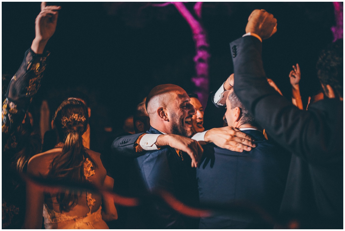 Partying guests at the Italian destination wedding.