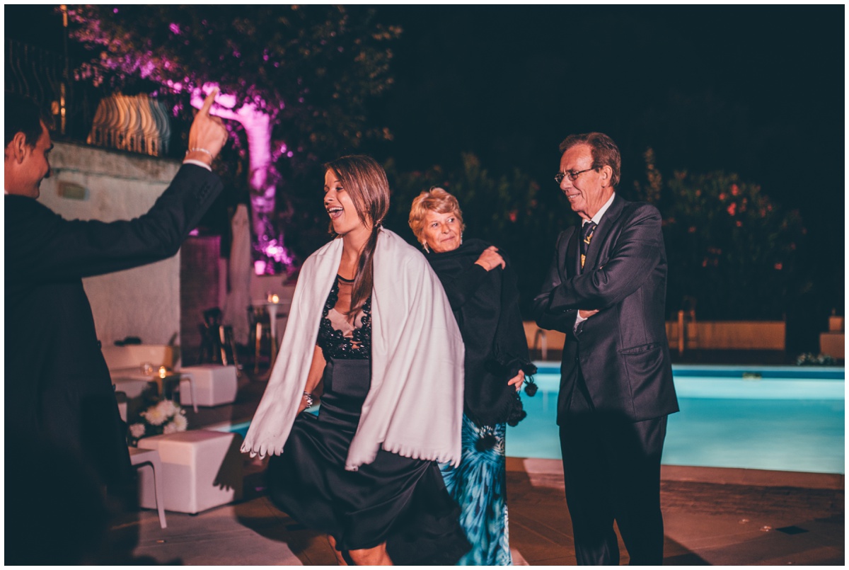 Partying guests at the Italian destination wedding.