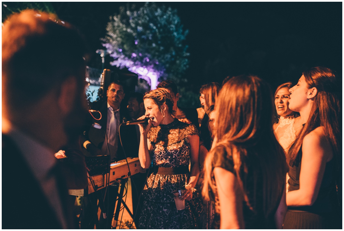Partying guests at the Italian destination wedding.