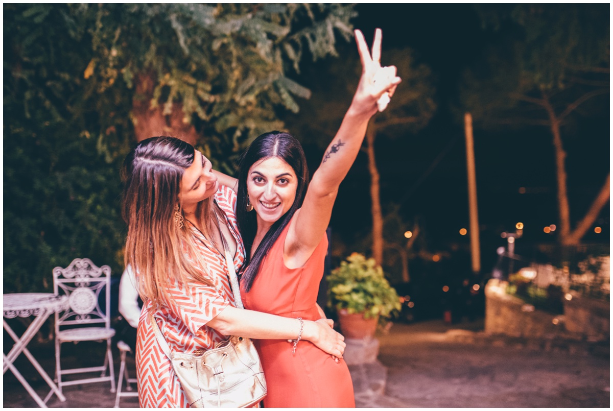 Partying guests at the Italian destination wedding.