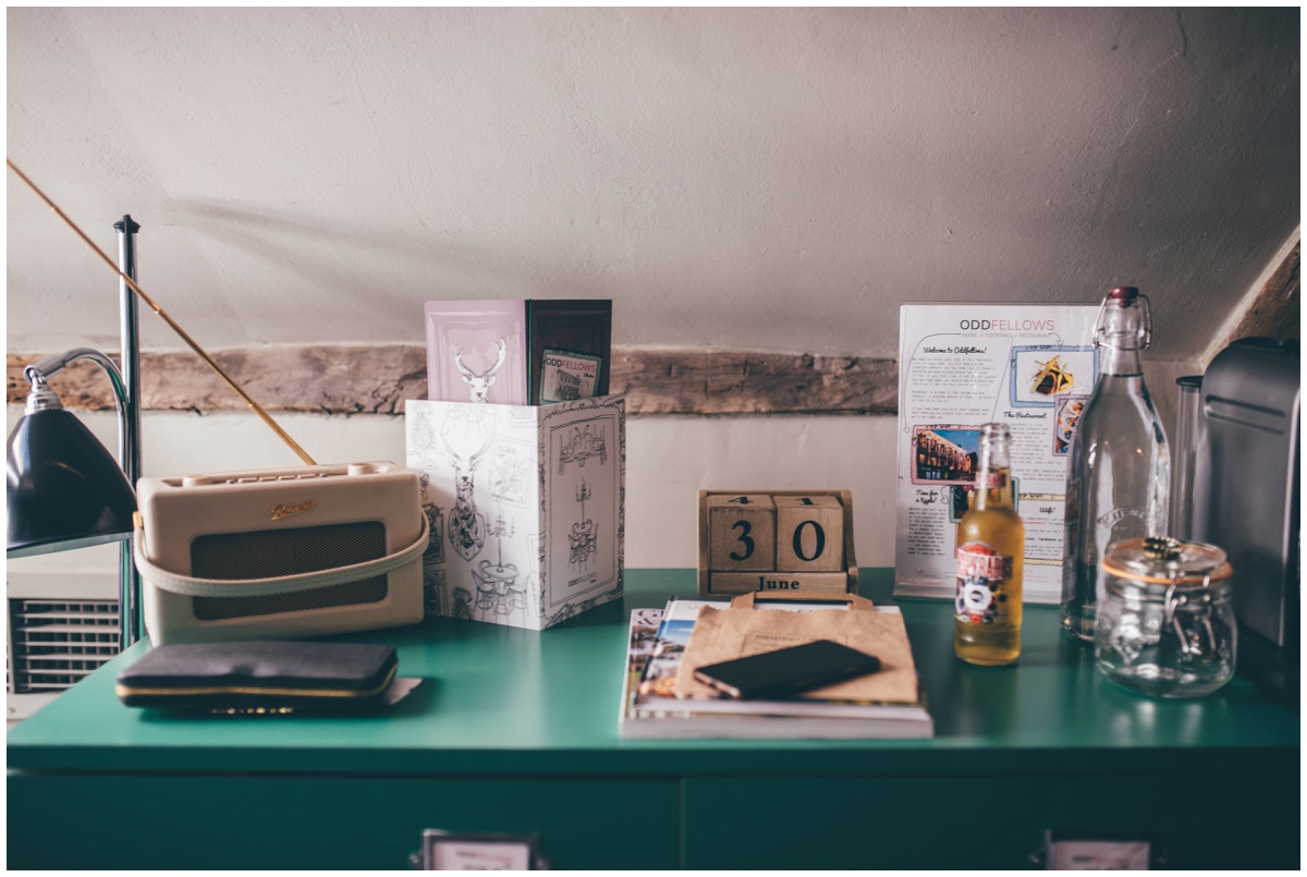 Details of the grooms suite at Oddfellows in Chester.