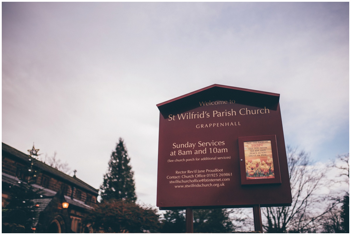 Church in Knutsford on New Years Eve wedding.