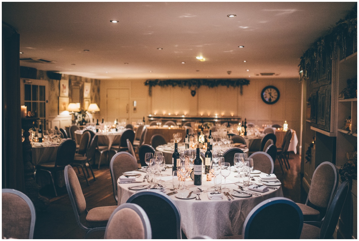 Table decorations at New Years Eve wedding at Great John Street in Manchester.