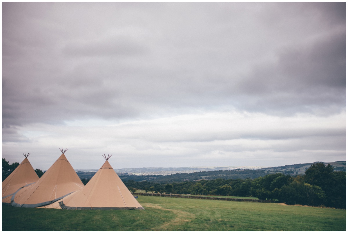 Wedding tipis in the family field in Staffordshire.
