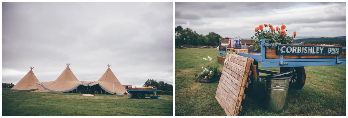 Wedding tipis in the family field in Staffordshire.