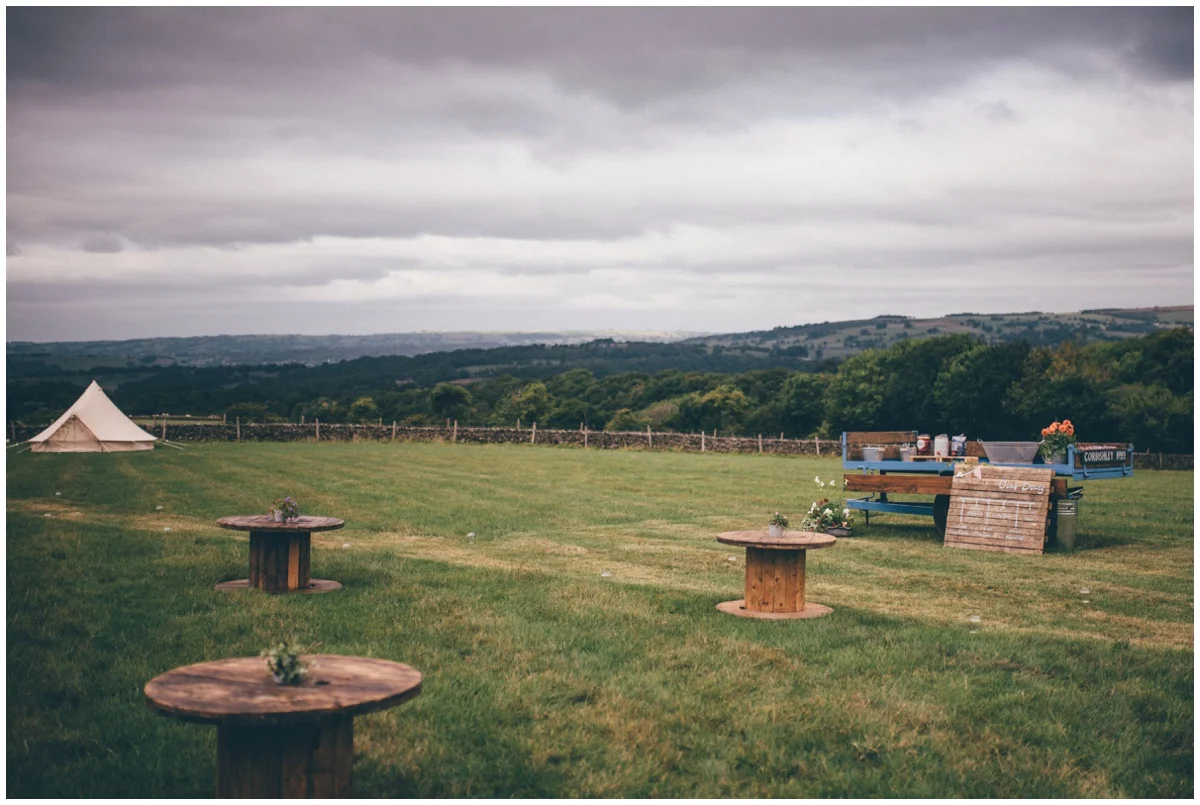 Wedding tipis in the family field in Staffordshire.