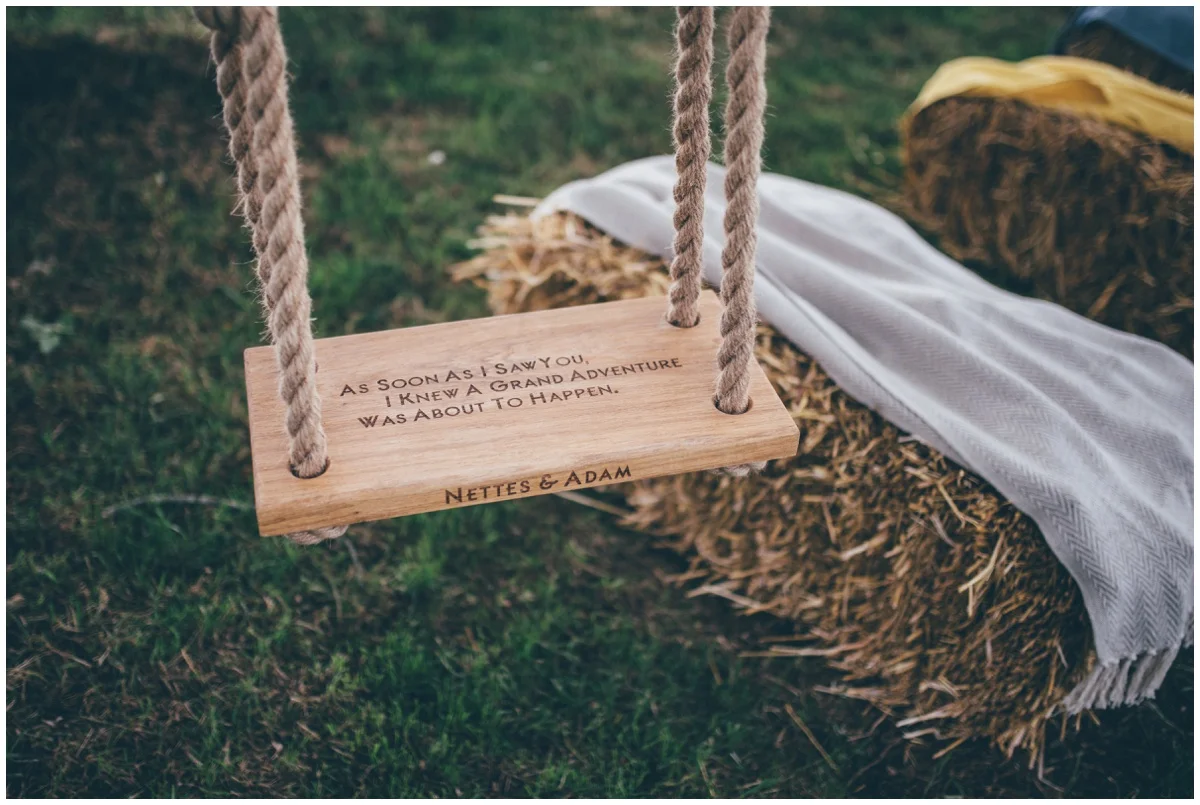 Personalised wedding swing in Staffordshire.
