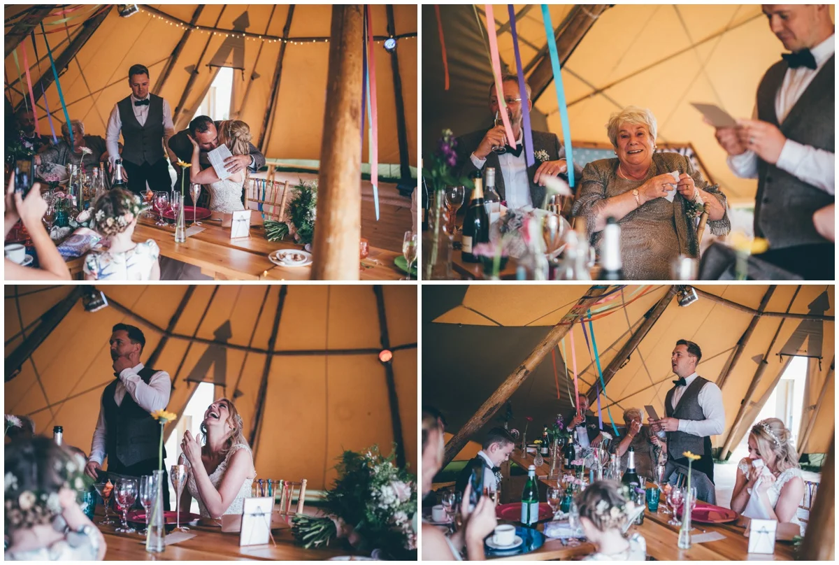 Cheshire wedding photographer captures special moment at tipi wedding in Staffordshire.