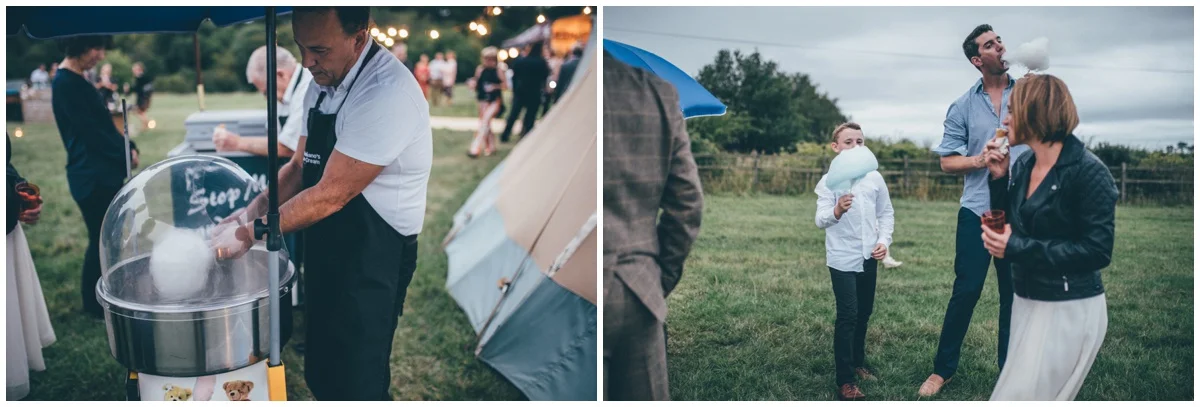 Candyfloss machine at a tipi wedding.