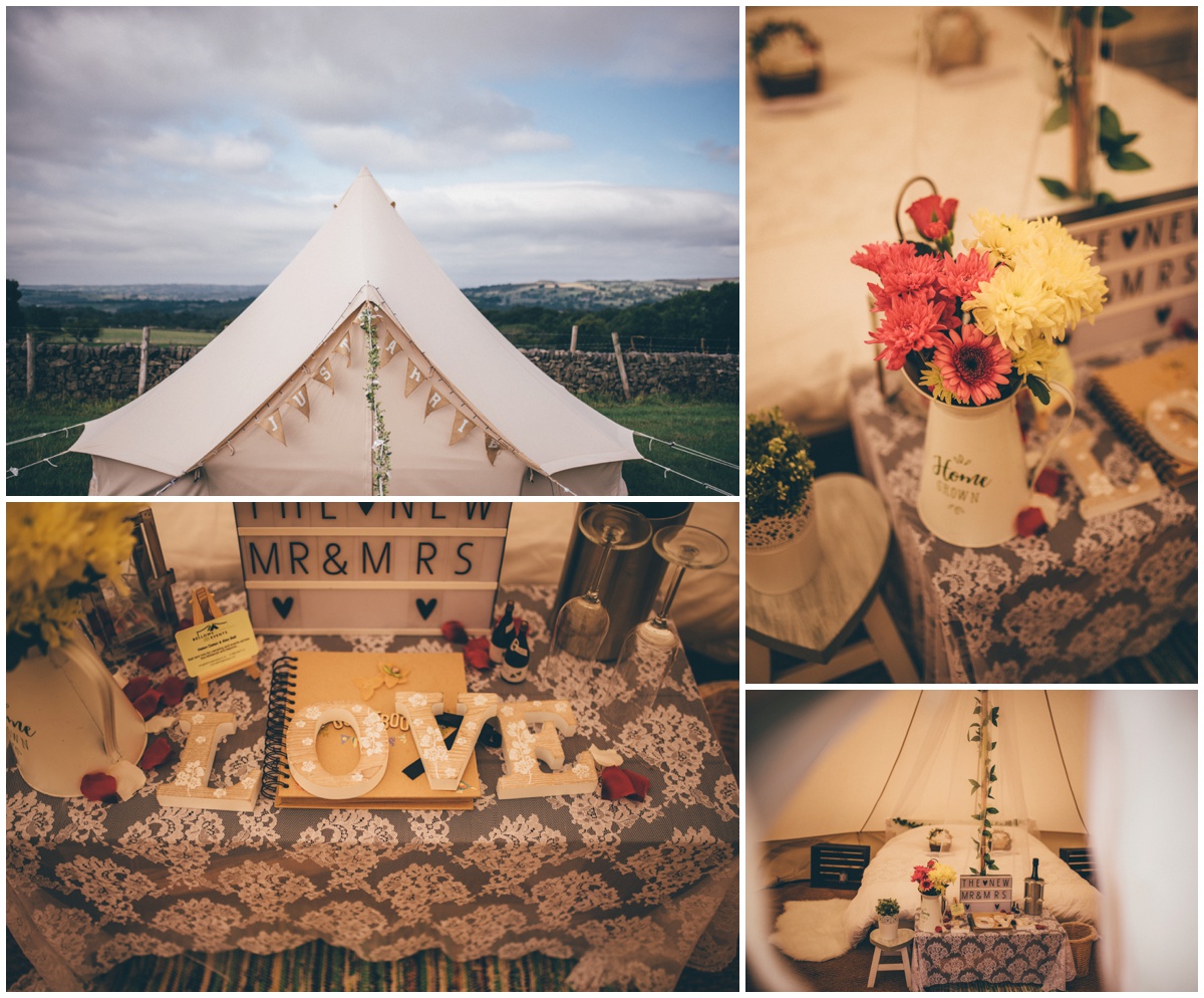 Bridal suite tipi for the newlyweds on their wedding night.