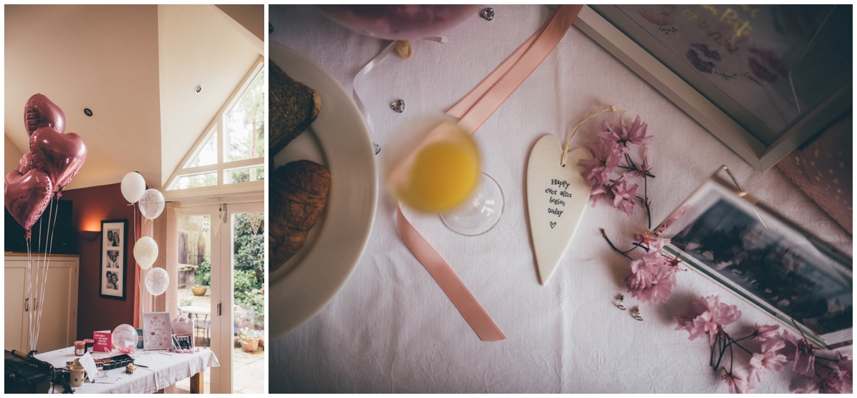 Wedding morning details at the bride's mum's house.