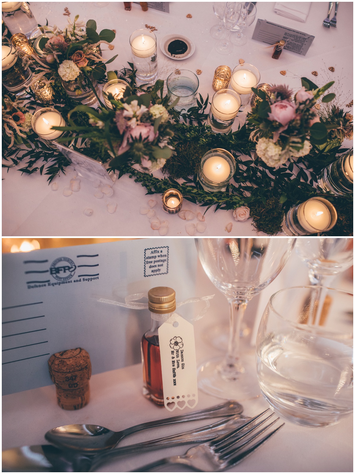 Beautiful table details at Merrydale Manor wedding in Cheshire.
