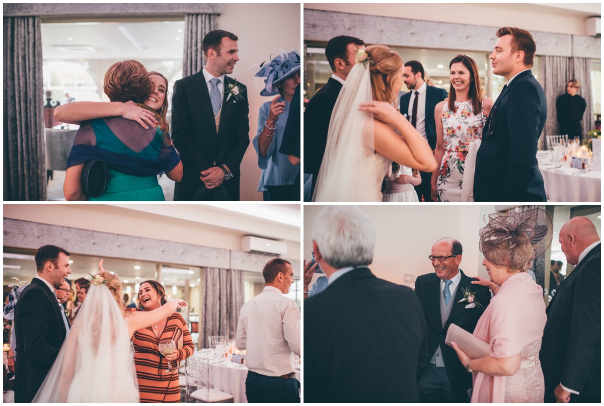 Wedding guests take part in a receiving line at Merrydale Manor.