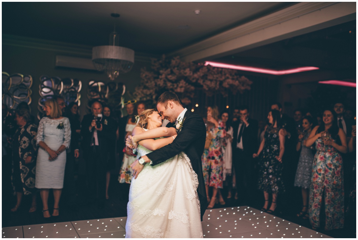 Bride and groom share their first dance at Merrydale Manor.