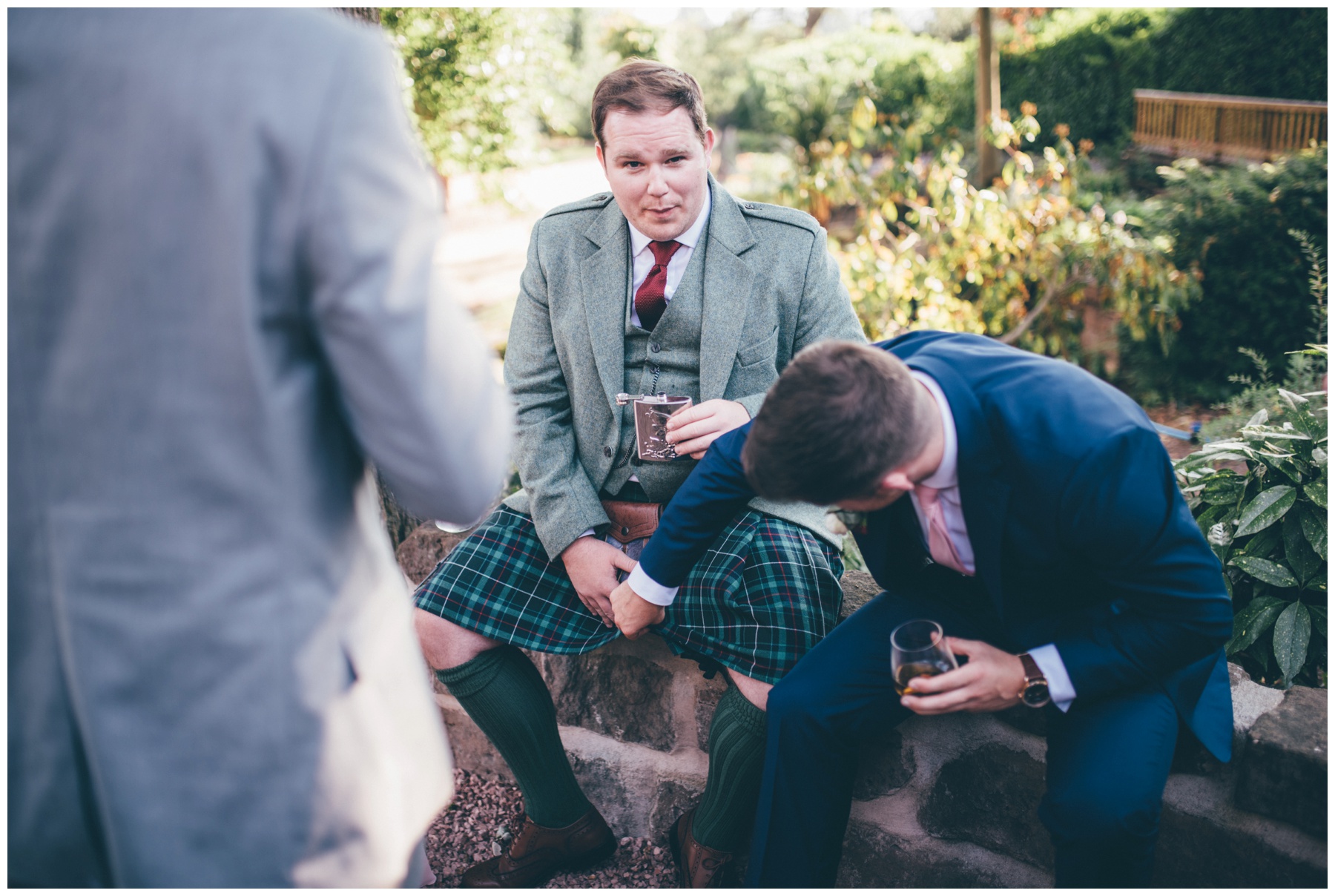 Wedding guest tried to look up another guests kilt at Tilstone House wedding in Cheshire!