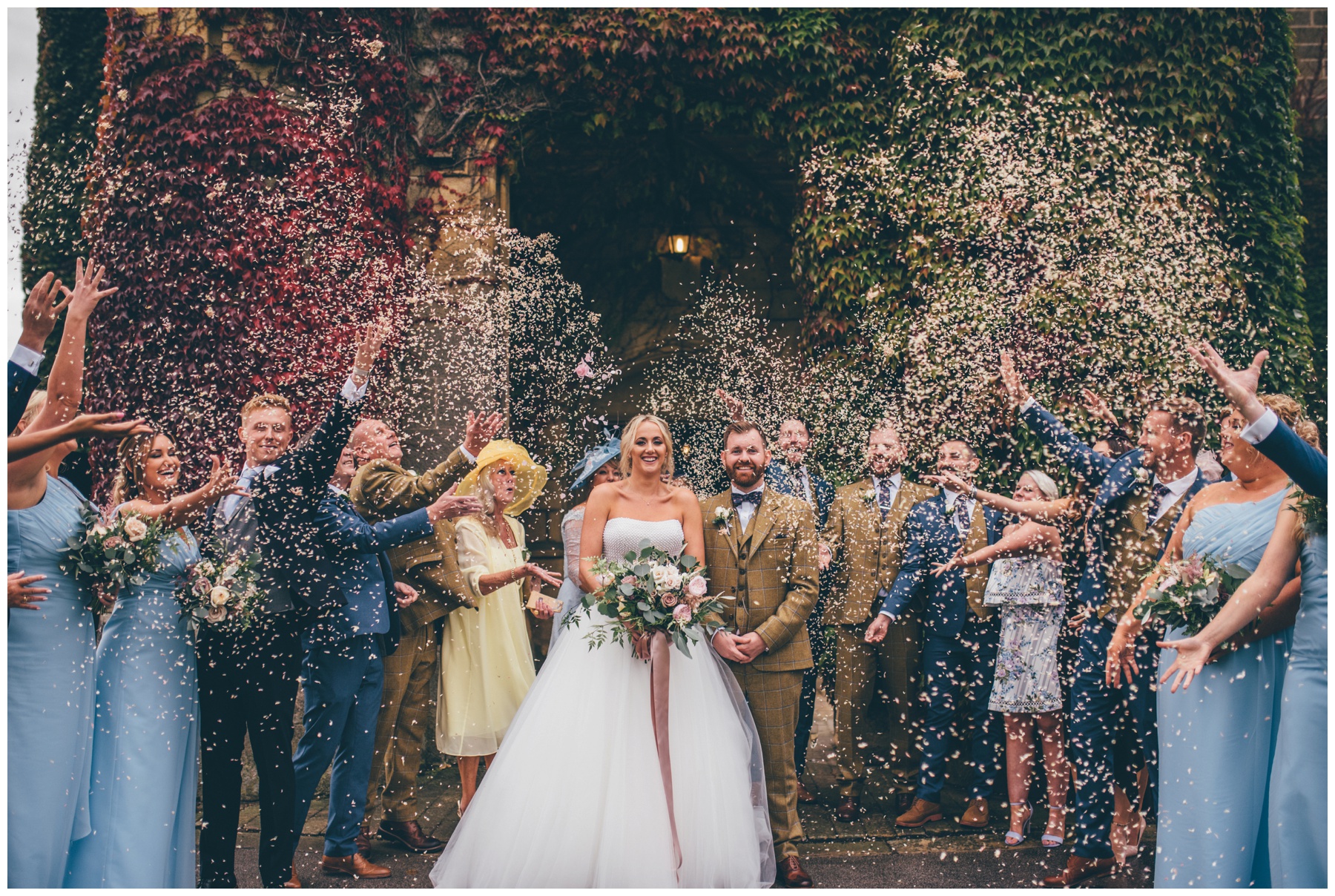 Stunning confetti shot at Swinton Park Estate wedding in Yorkshire.