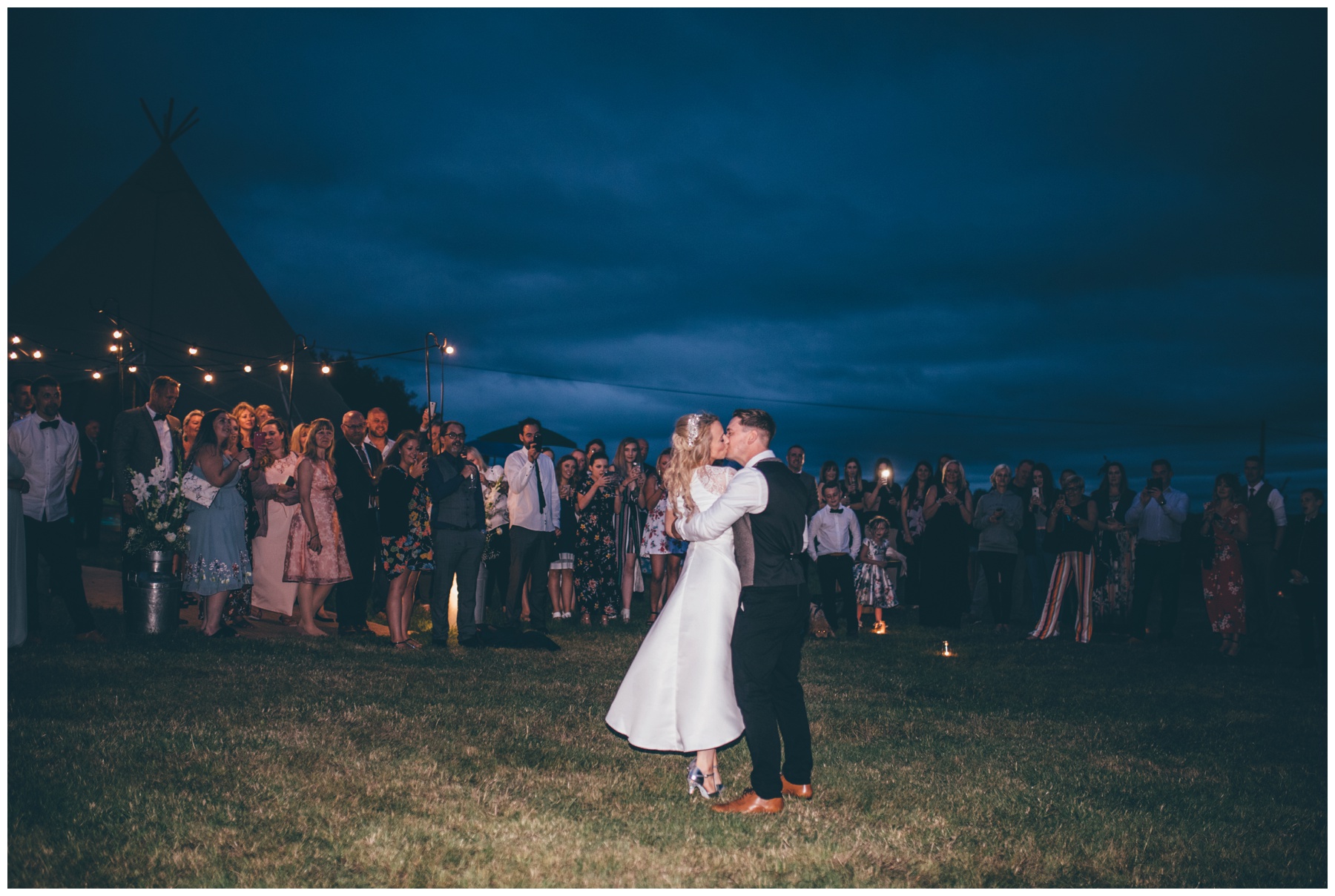 The most gorgeous moonlit First Dance at tipi wedding in Staffordshire.