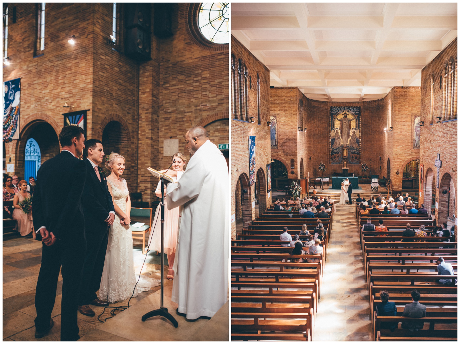 Bride and groom do their vows at Sacred Heart Church in Sheffield.