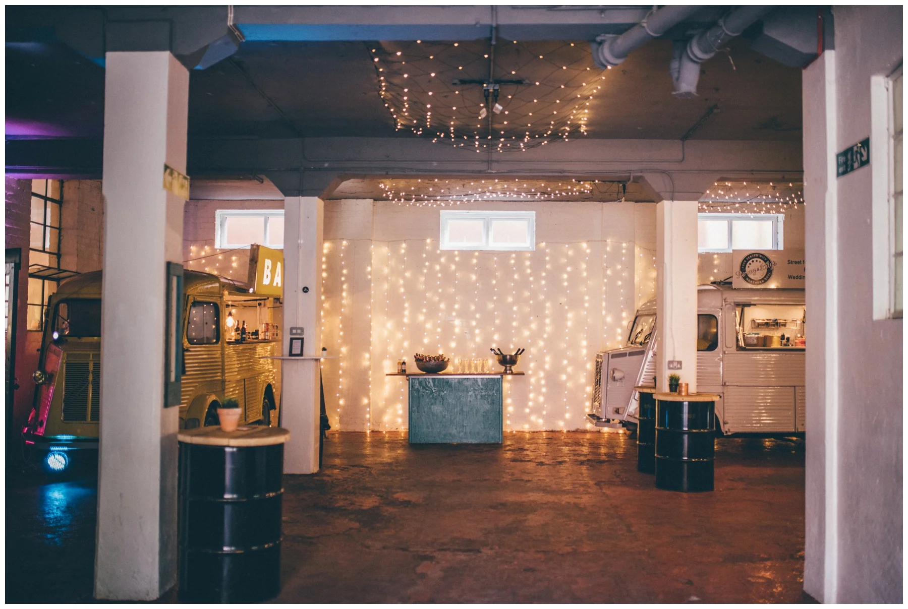 Interior of creative wedding venue in Sheffield, The Hide.