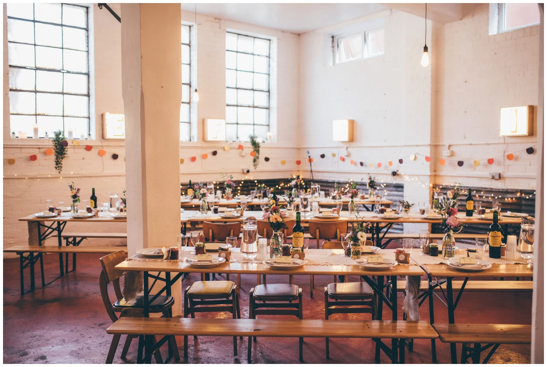 Interior of creative wedding venue in Sheffield, The Hide.