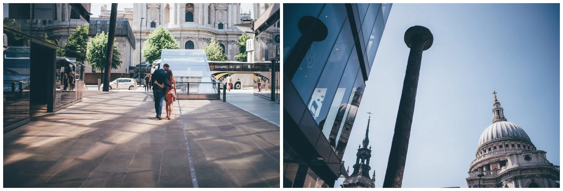 Summer wedding photoshoot near St Paul's Cathedral in London city centre.