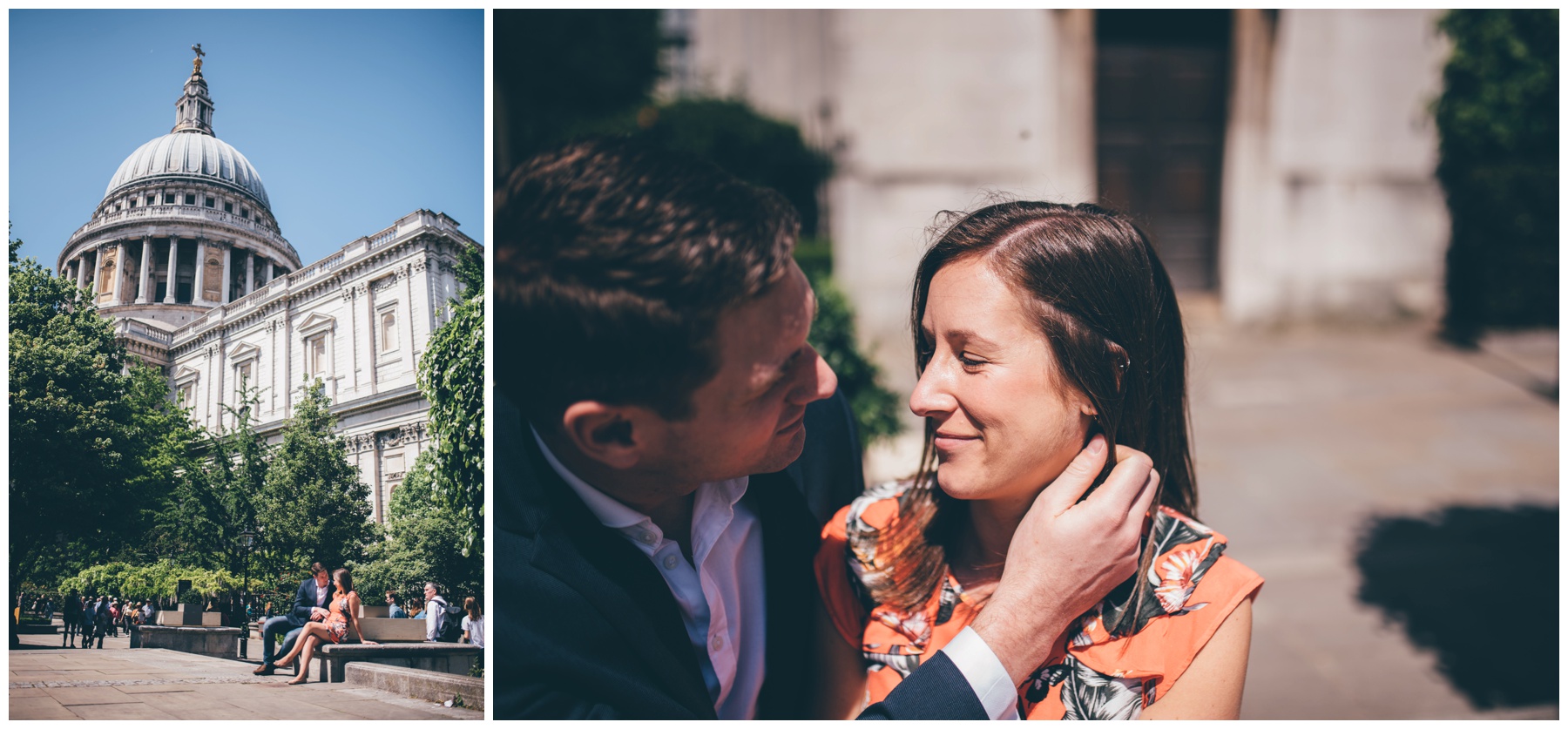 Summer wedding photoshoot near St Paul's Cathedral in London city centre.