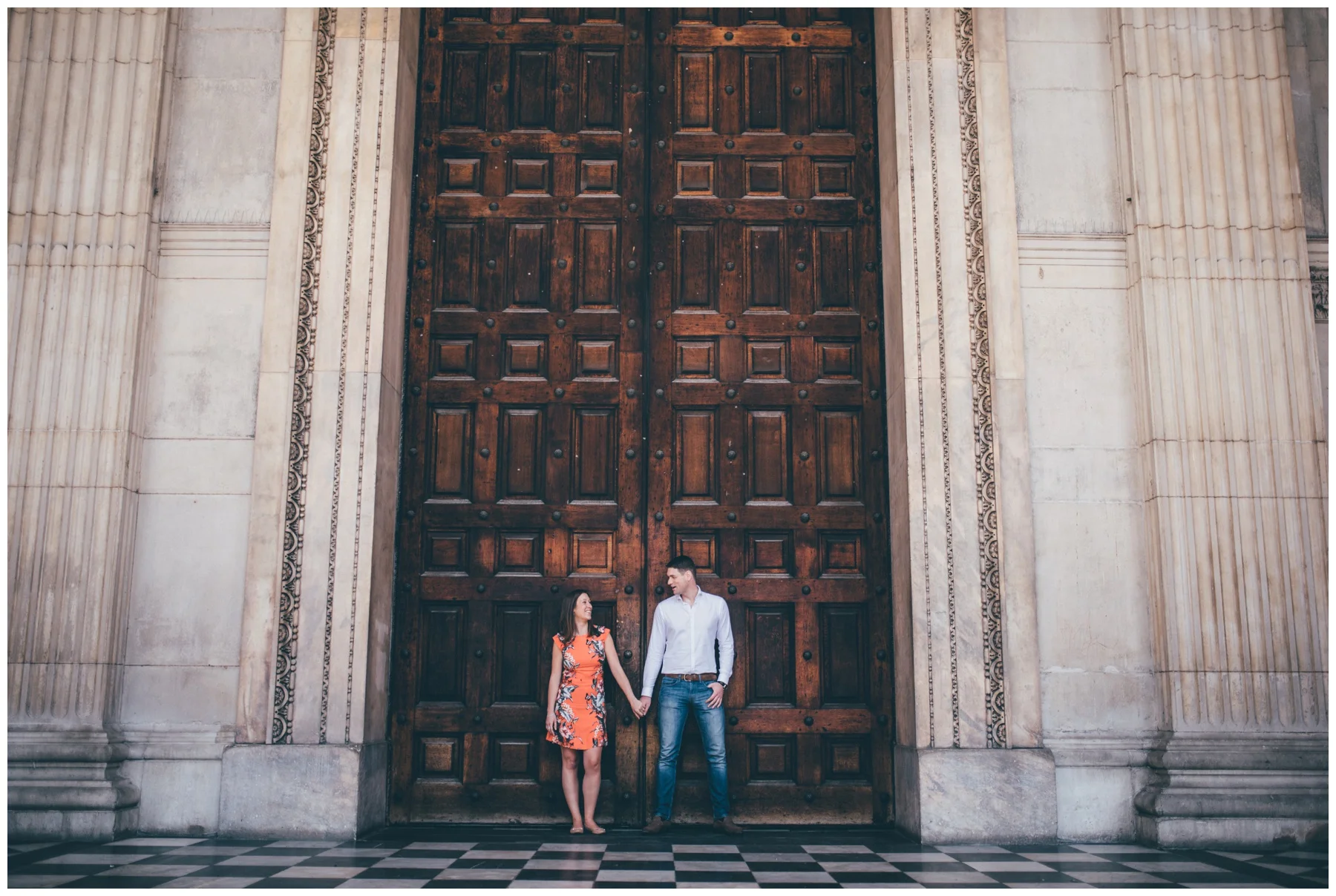 Summer wedding photoshoot near St Paul's Cathedral in London city centre.