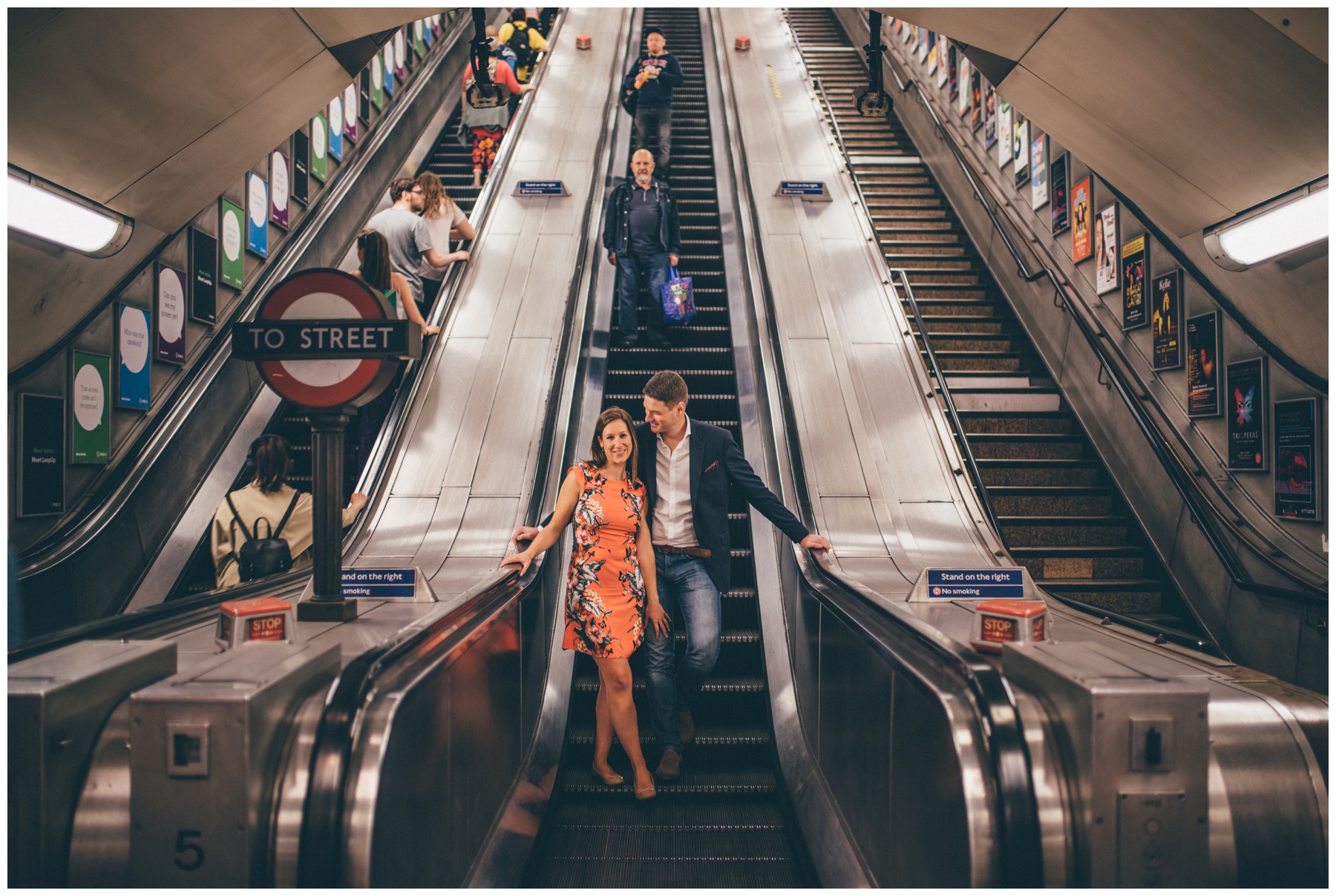 Bride and groom to-be have a photo shoot ahead of their wedding in London Underground.