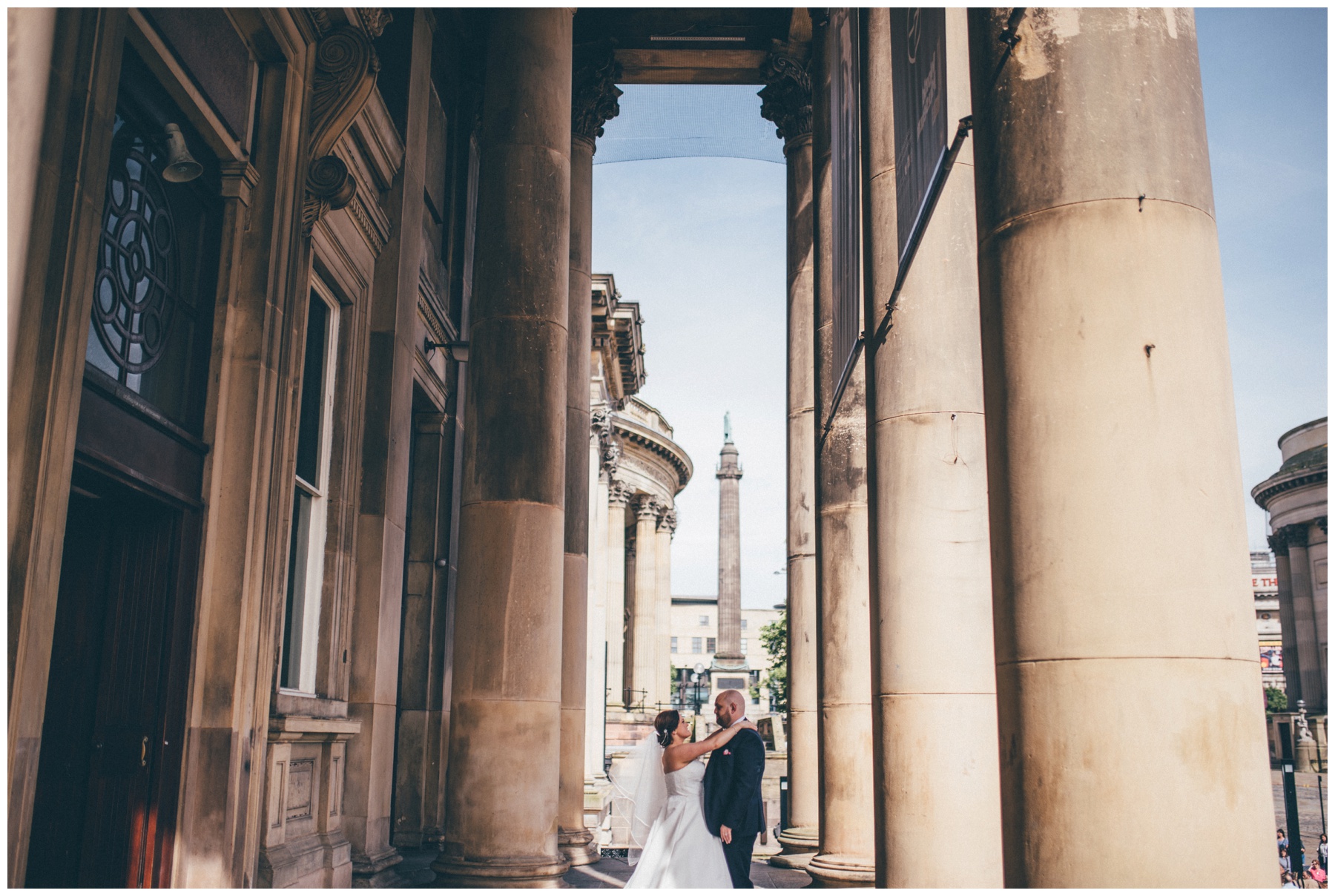 Bride and Groom outside Liverpool World Museum.