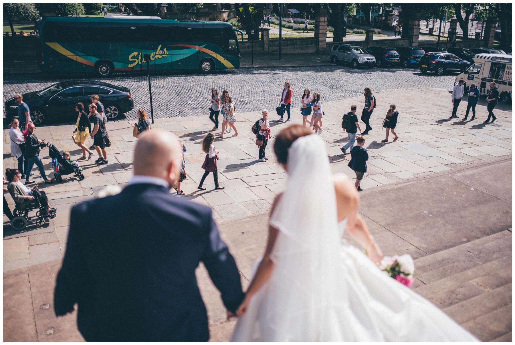 Bride and Groom outside Liverpool World Museum.