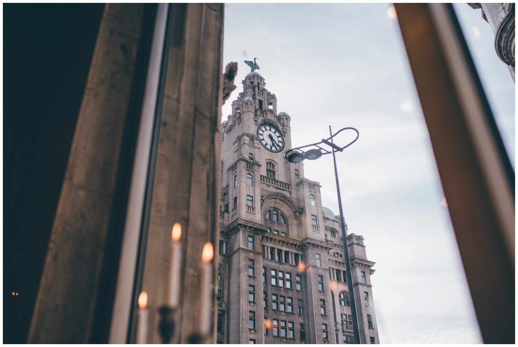 The Liver Building from the windows of Wedding venue Oh Me Oh My in Liverpool City Centre.