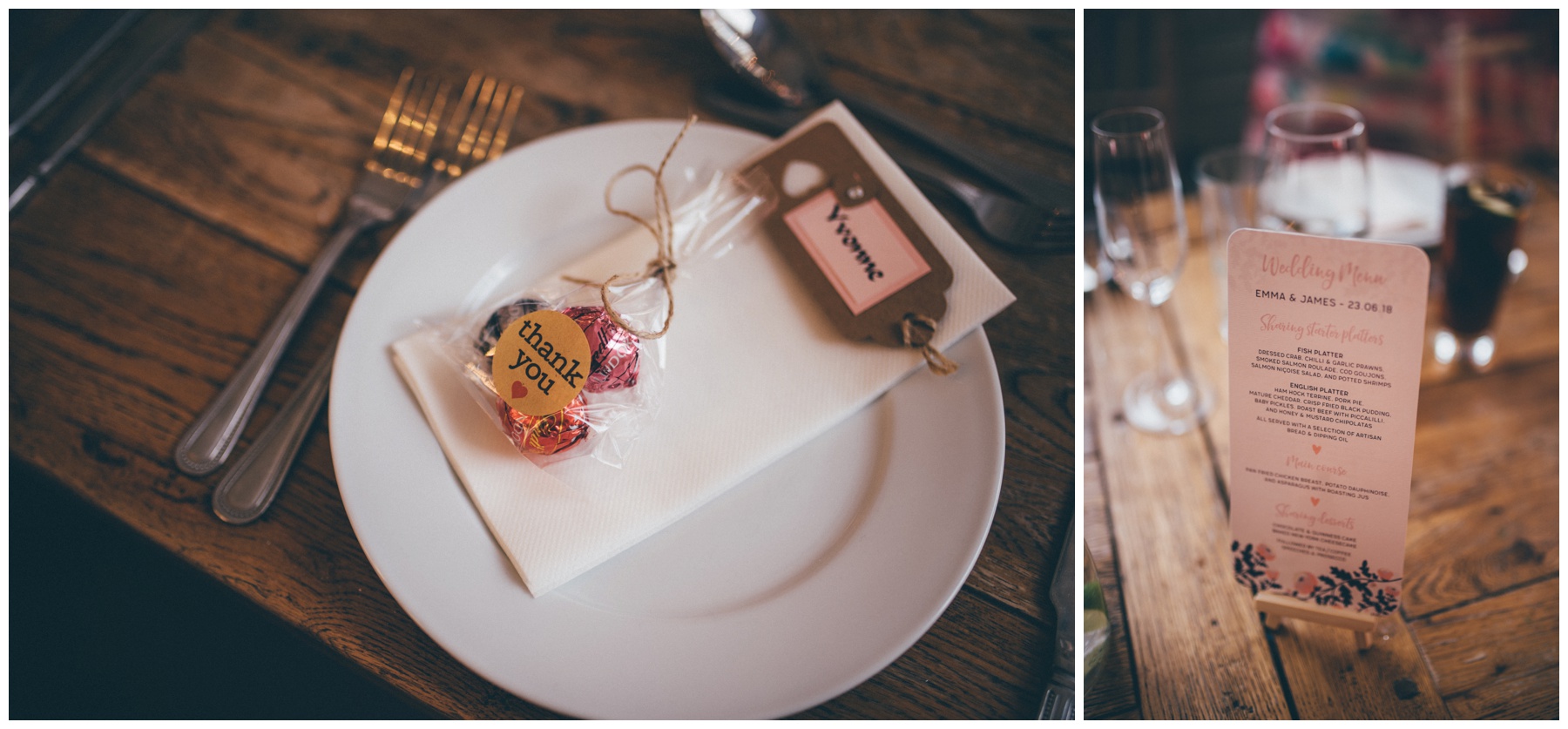 Table details at Wedding venue, Oh Me Oh My in Liverpool City Centre.