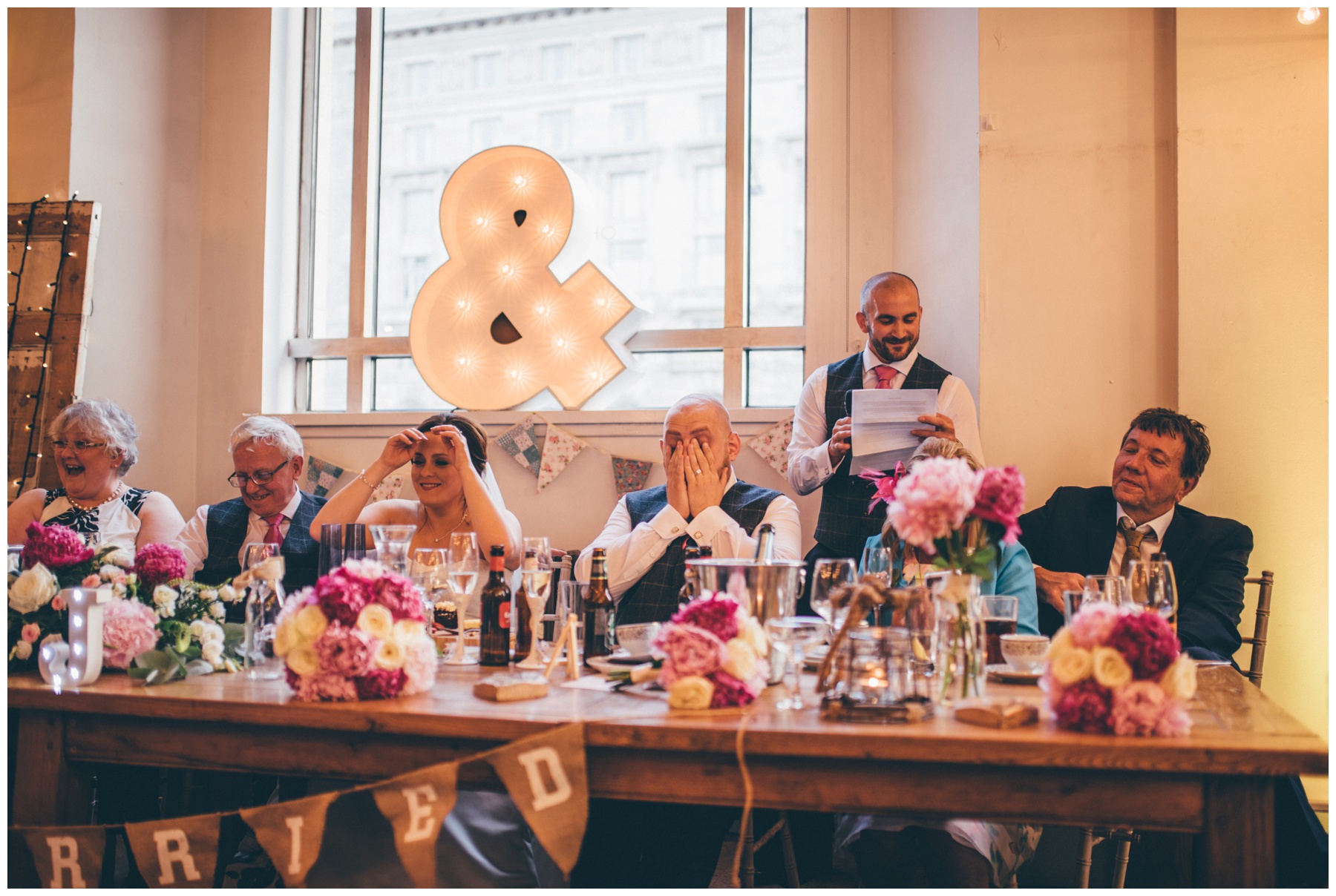 Speeches at Wedding venue, Oh Me Oh My in Liverpool City Centre.