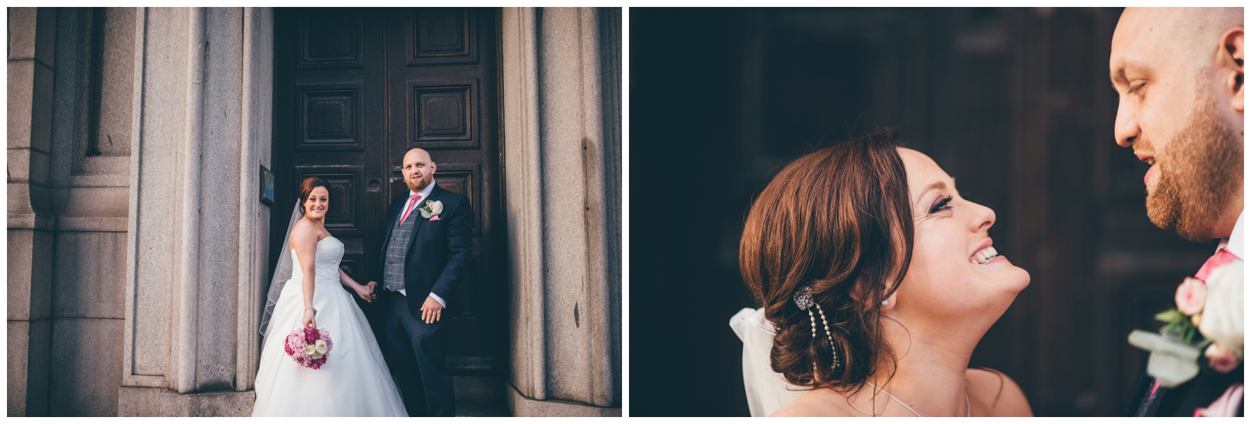 Bride and Groom at their Liverpool City centre wedding.