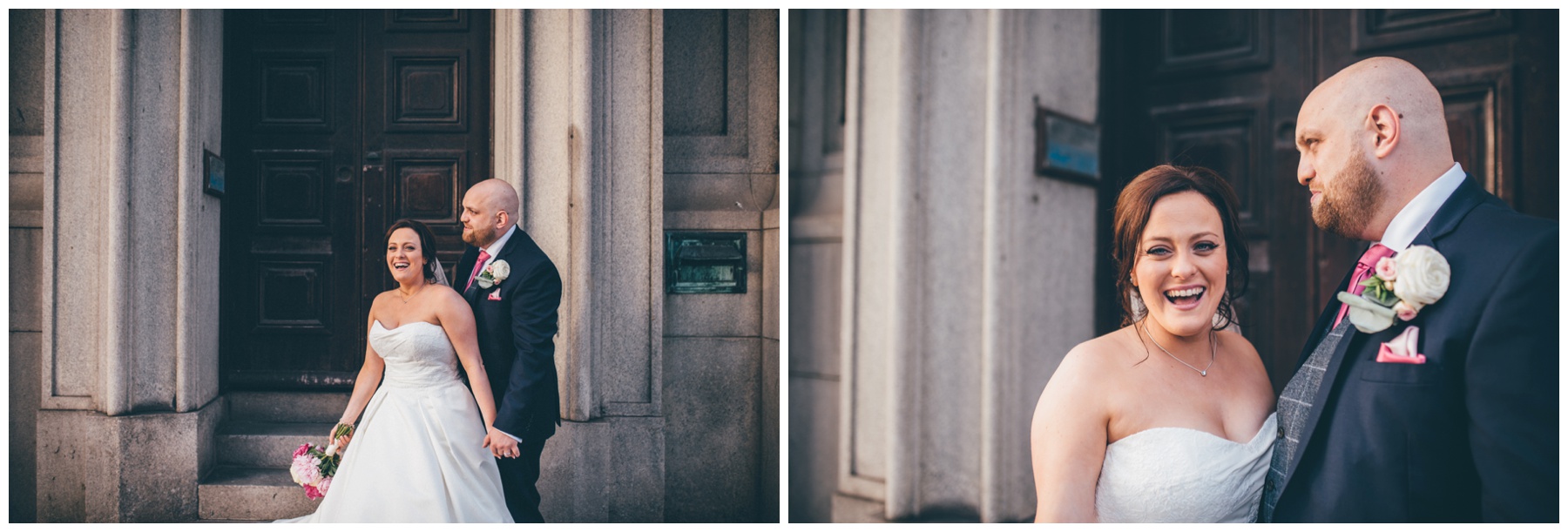 Bride and Groom at their Liverpool City centre wedding.