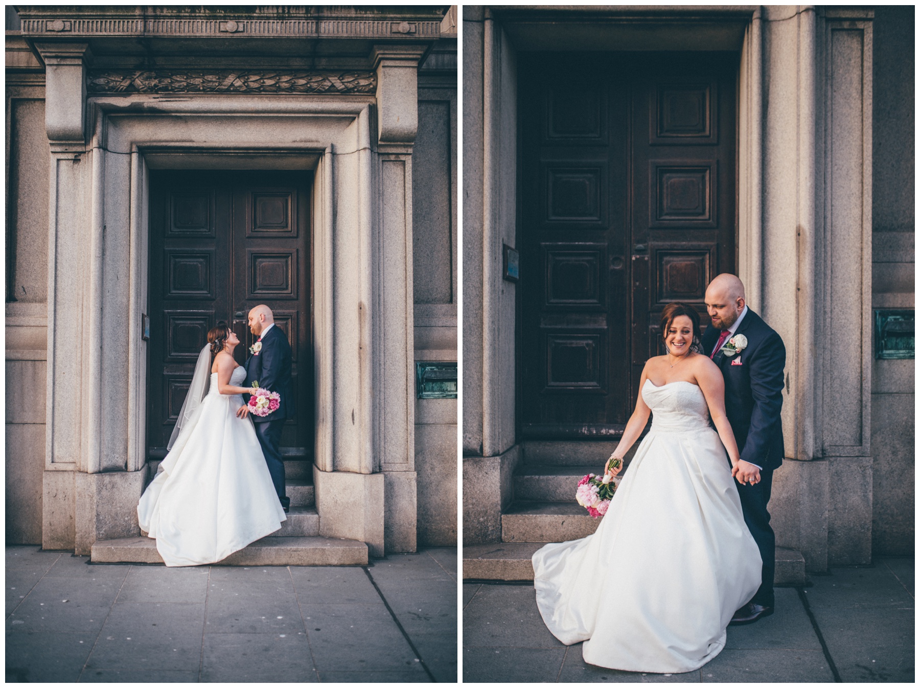 Bride and Groom at their Liverpool City centre wedding.