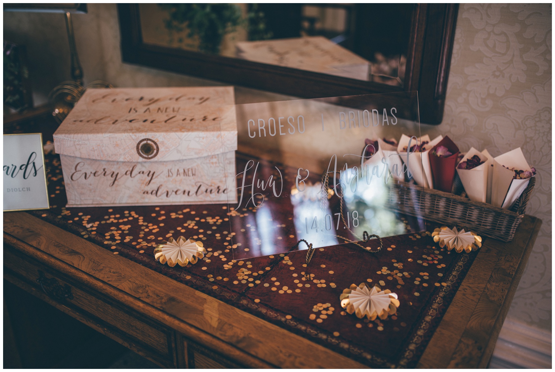 Welsh wedding details at new Cheshire wedding venue, Tilstone House.