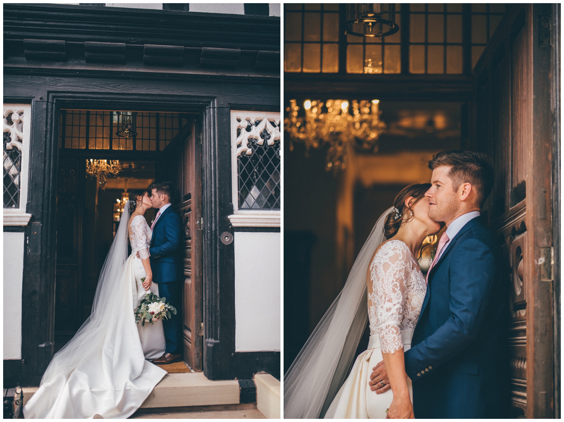 Bride and Groom have their wedding photographs taken at Tilstone House in Cheshire.