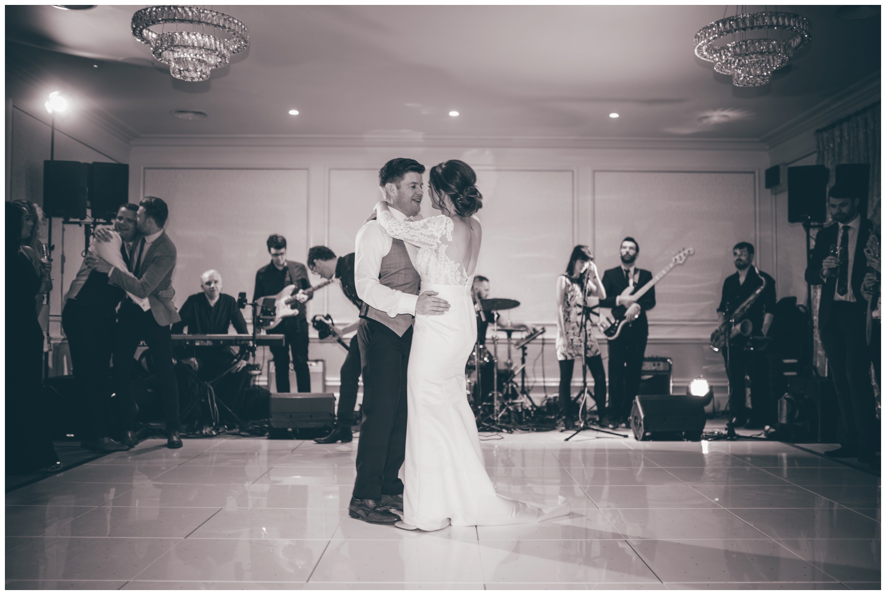 Bride and Groom do their First Dance at Tilstone House in Cheshire.