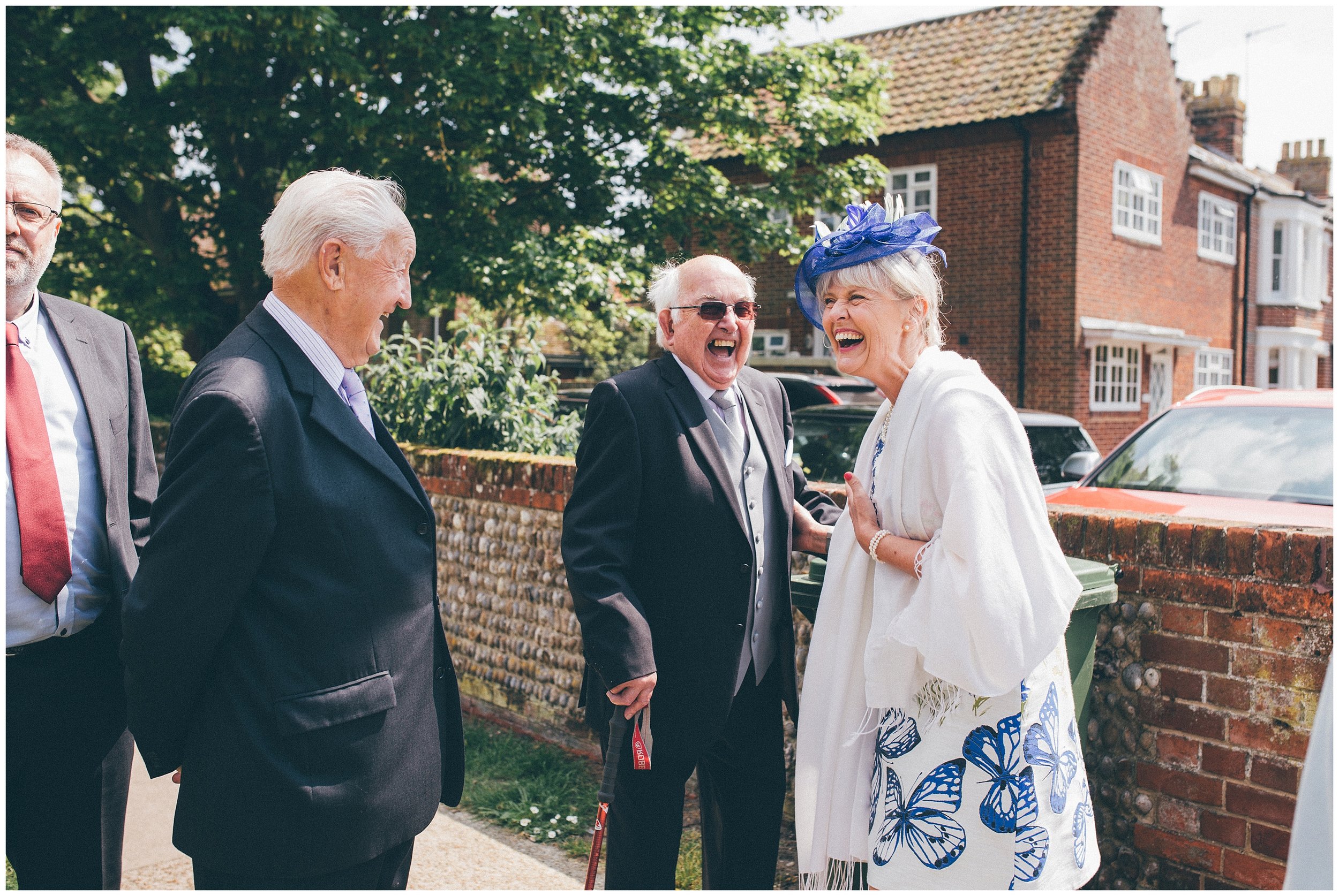 Guests at a Wedding at St Edmunds Church in Southwold.