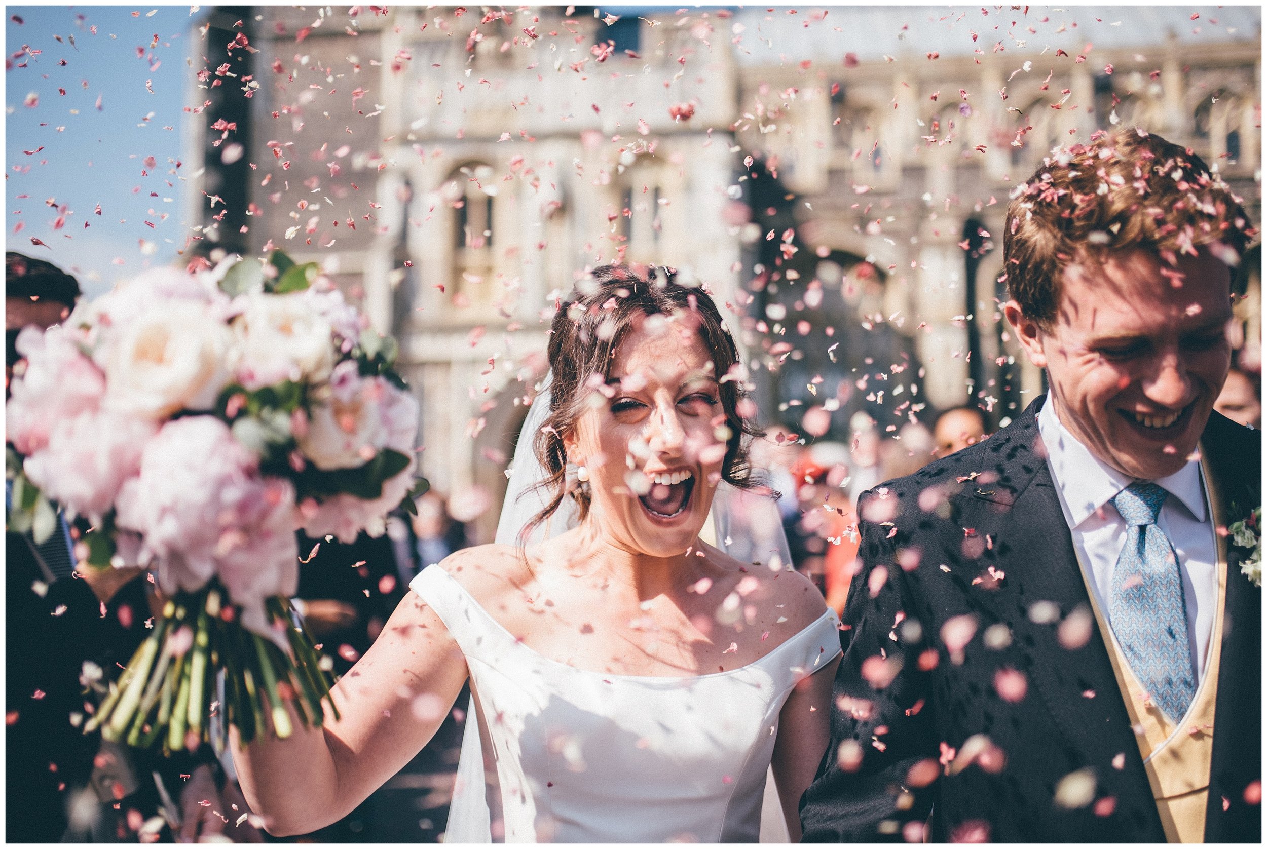 Confetti at a Wedding at St Edmunds Church in Southwold.