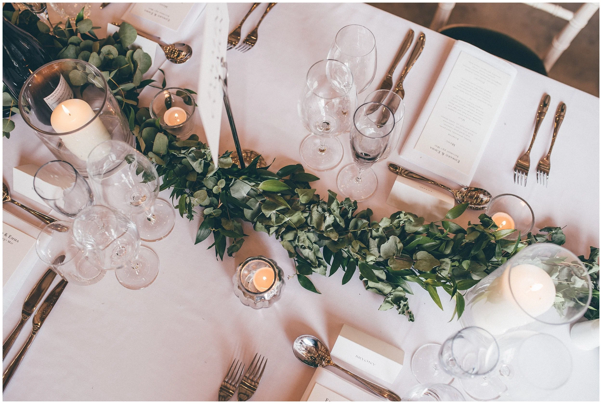 Stunning table details at Henham Park wedding barns.